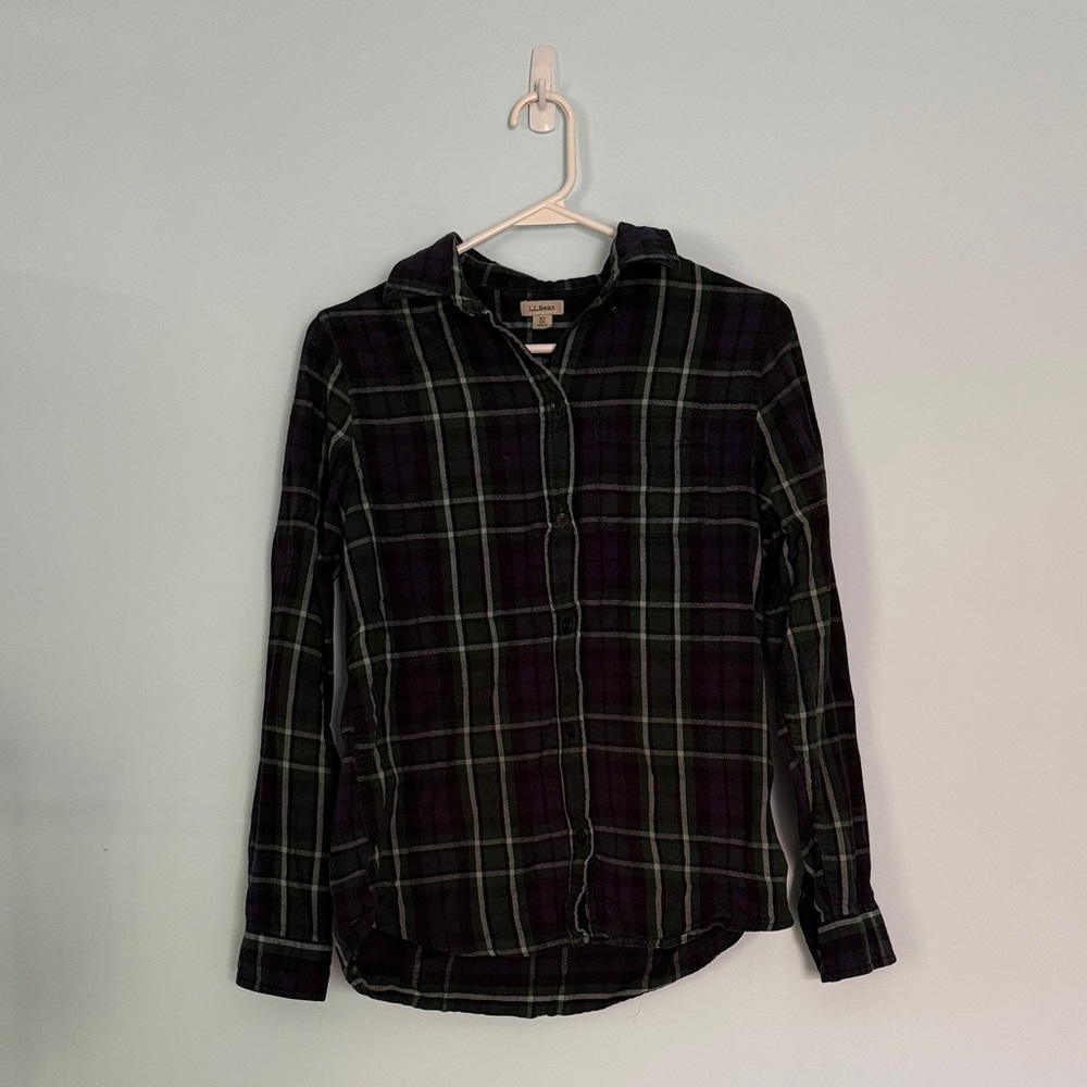 L.L. Bean Green and Blue Scotch Plaid Shirt